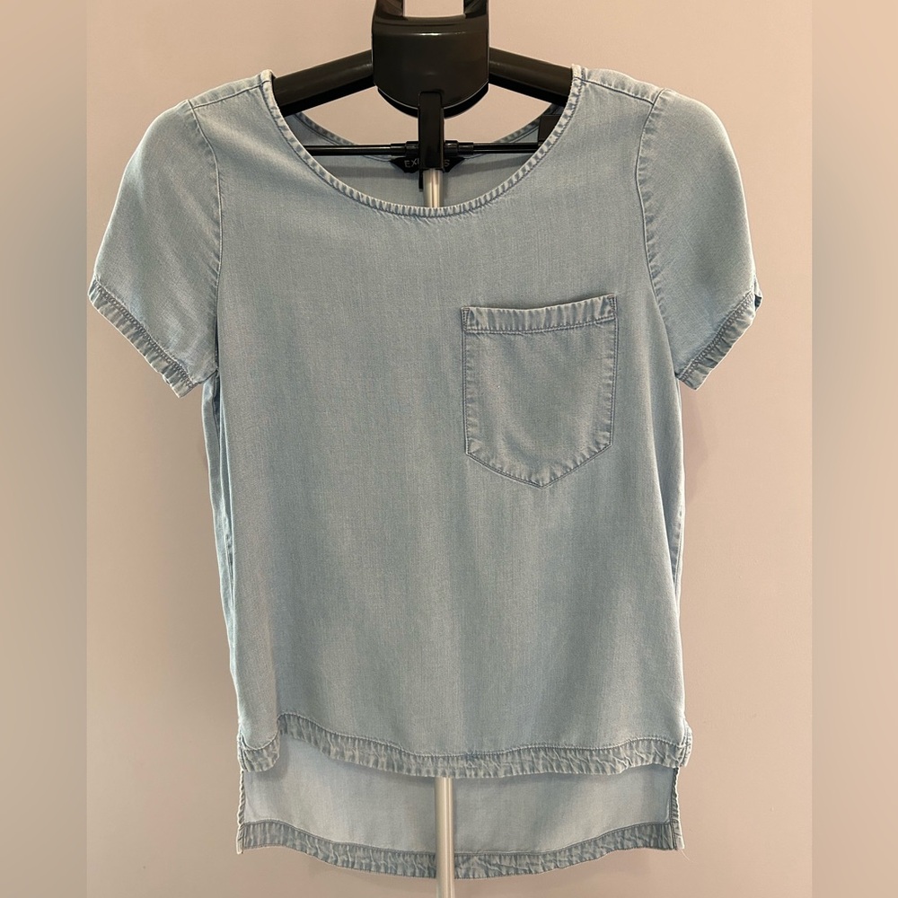 Express Blue Boxy Short Sleeve T-Shirt